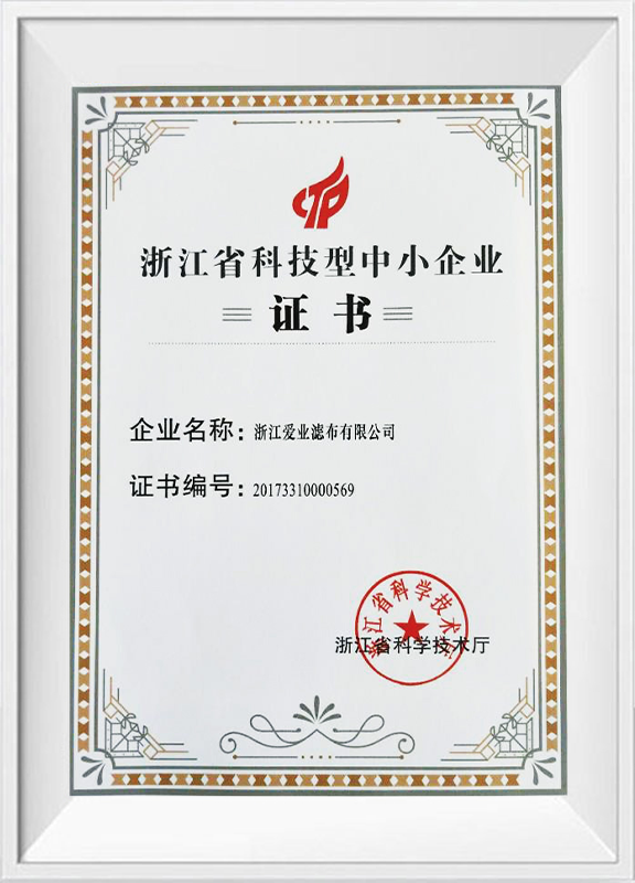 Zhejiang Province Certificate for Science and Technology-Based Small and Medium-Sized Enterprises